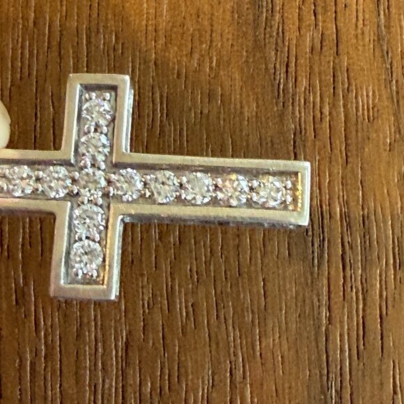 DAVID YURMAN DIAMOND 0.78CTW PAVÉ STERLING SILVER 925 CROSS PENDANT NECKLACE - Picture 12 of 12